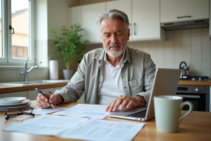 Homme calculant le tarif horaire ADMR 2026 à son domicile