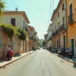 Rue d'un quartier populaire de Montpellier avec immeubles défraîchis et tags sur les murs